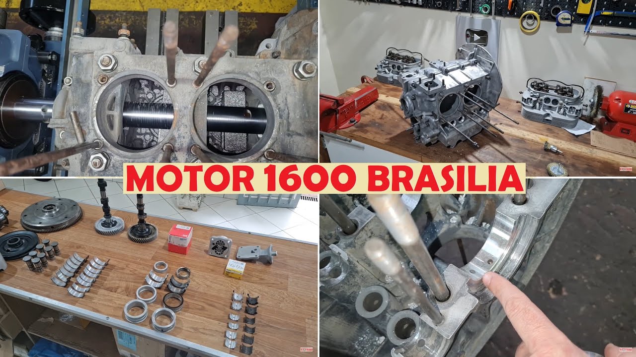 MOTOR VW AR 1600 - Retifica do BLOCO + PEÇAS + Limpeza da carcaça - PARTE 9
