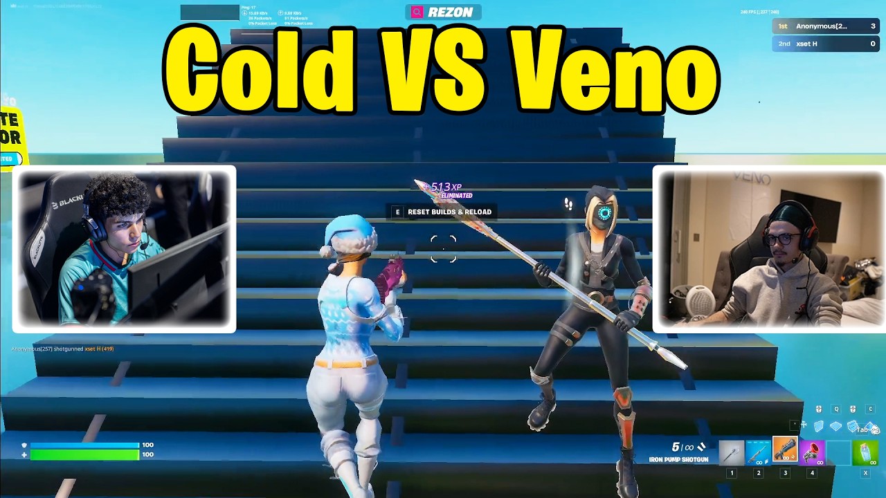Поединок 1 на 1 между Cold и Veno: строительные бои! #fortnite