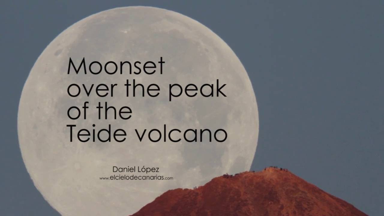 Moonset over the peak of the Teide volcano