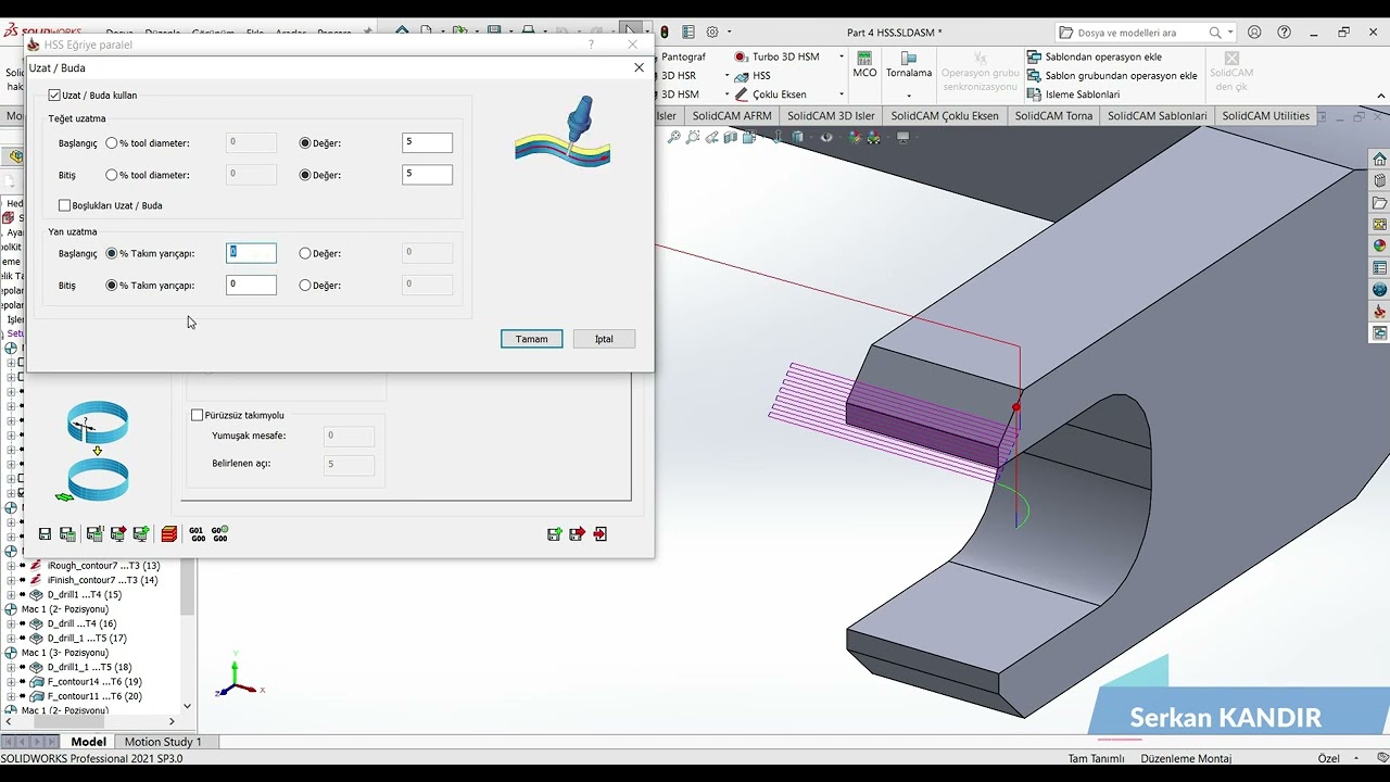 HSS Yüzey Uzatma işlemi