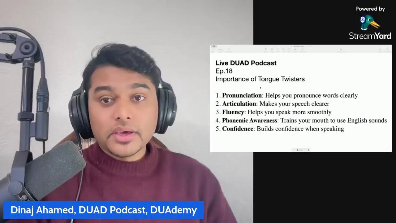 Ep. 18 | Importance of Tongue Twisters in Speaking | DUAD Podcast | Dinaj Ahamed | Learn English