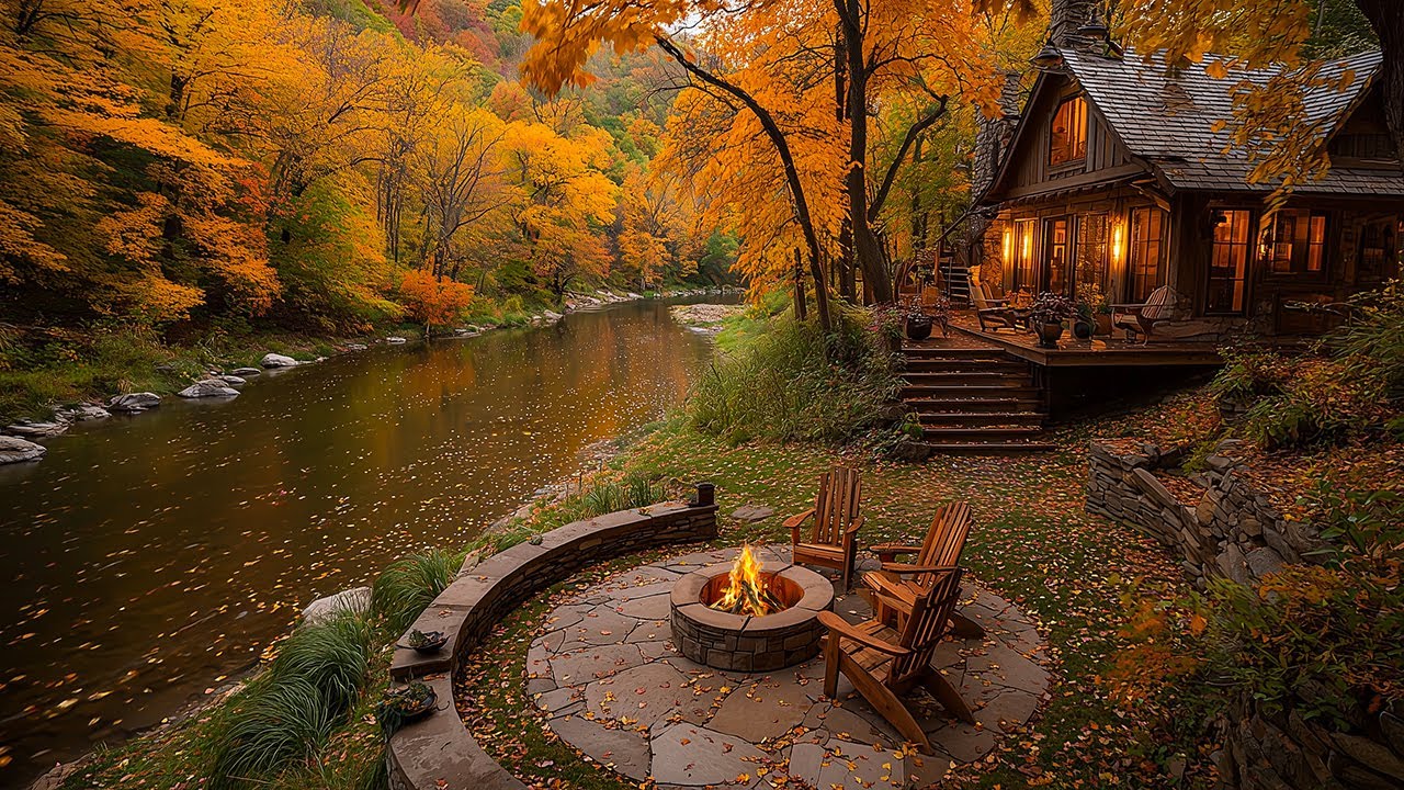 So Peaceful You’ll Forget the World 🍁 Riverside Cabin Firepit & Gentle Birdsong Ambience
