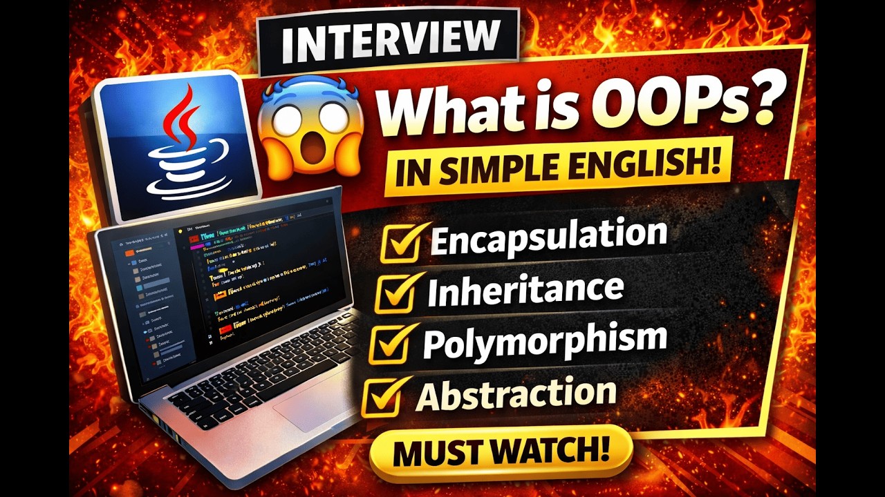 👉 What is OOPs? | 4 Pillars of OOP in Java (Simple English) | Interview Questions for Freshers 2026