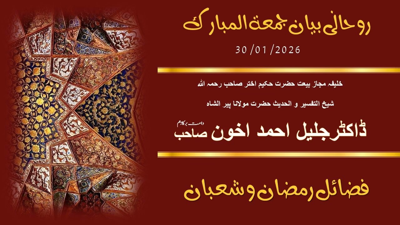 Hazrat Maulana Dr. Jalil Ahmad Akhoon: فضائل رمضان وشعبان