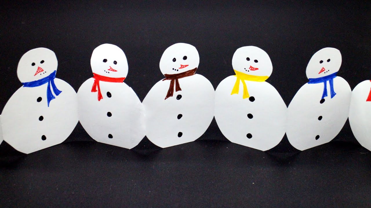 Basteln mit Papier 'Schneemann Girlande' DIY Deko für Winter, Advent & Weihnachten [W+]