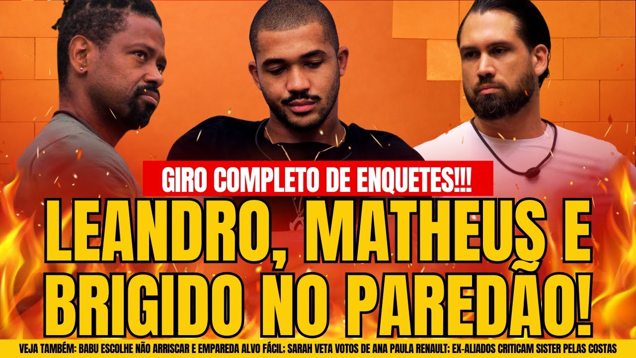 🔴BBB26: MATHEUS, LEANDRO E BRIGIDO NO PAREDÃO + GIRO DE ENQUETES REVELA QUEM SAI