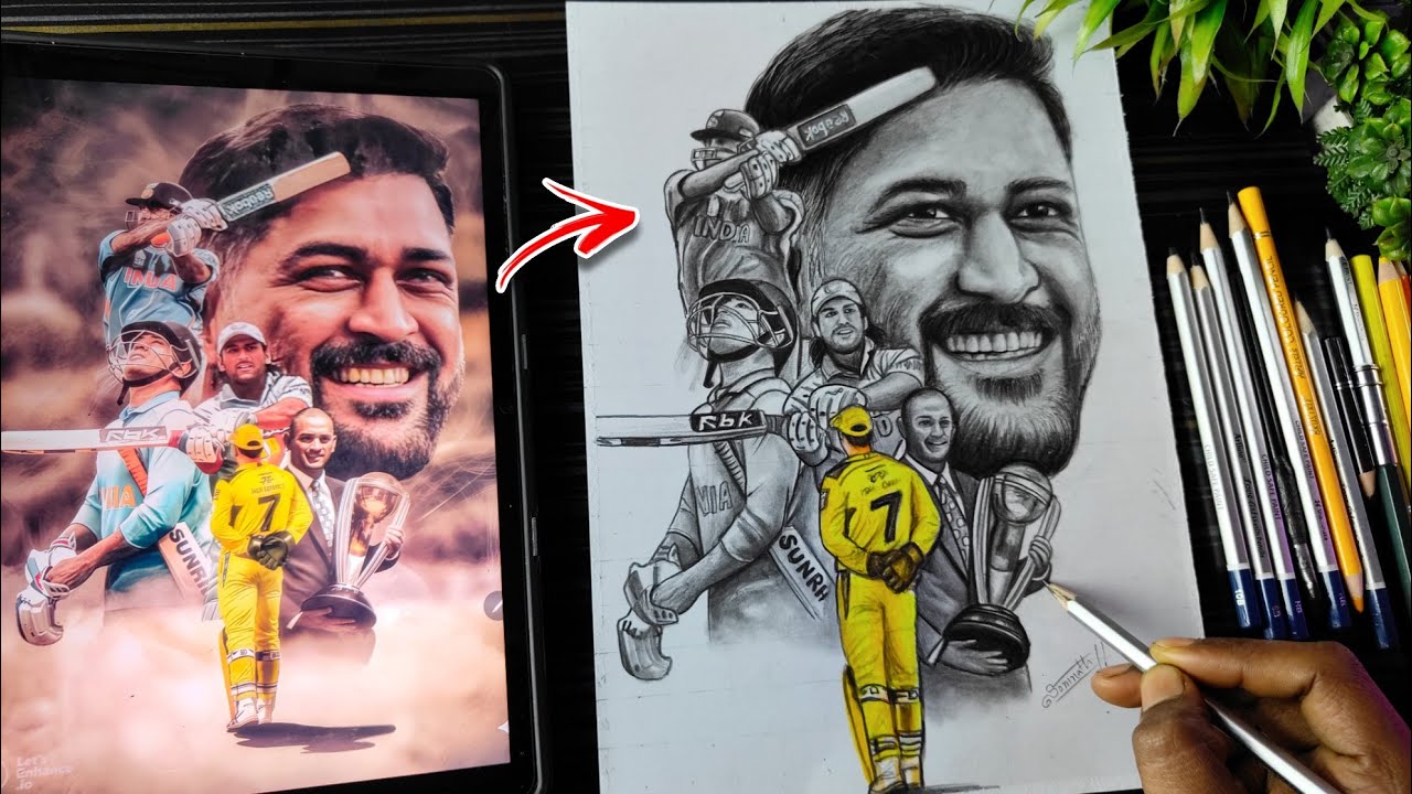 MS Dhoni Drawing Sketch, How To Draw Mahendra Singh Dhoni, महेंद्र सिंह धोनी को चित्र कैसे बनाए