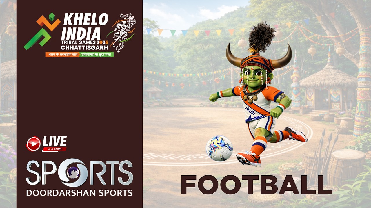 LIVE - Men's Football Semi Final 1 - Khelo India Tribal Games 2026, Chhattisgarh | Day 8 | DD Sports