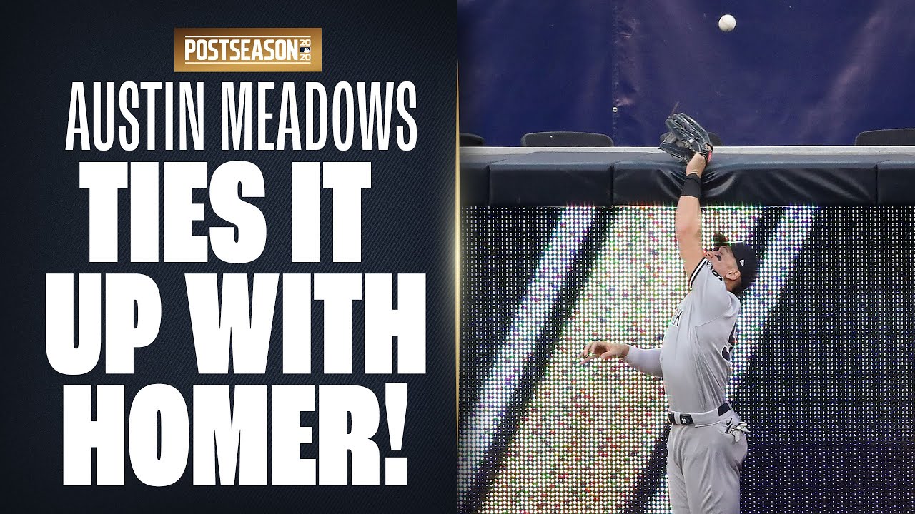 Rays' Austin Meadows TIES ALDS Game 5 up as Yankees' Aaron Judge hits wall while trying to catch!