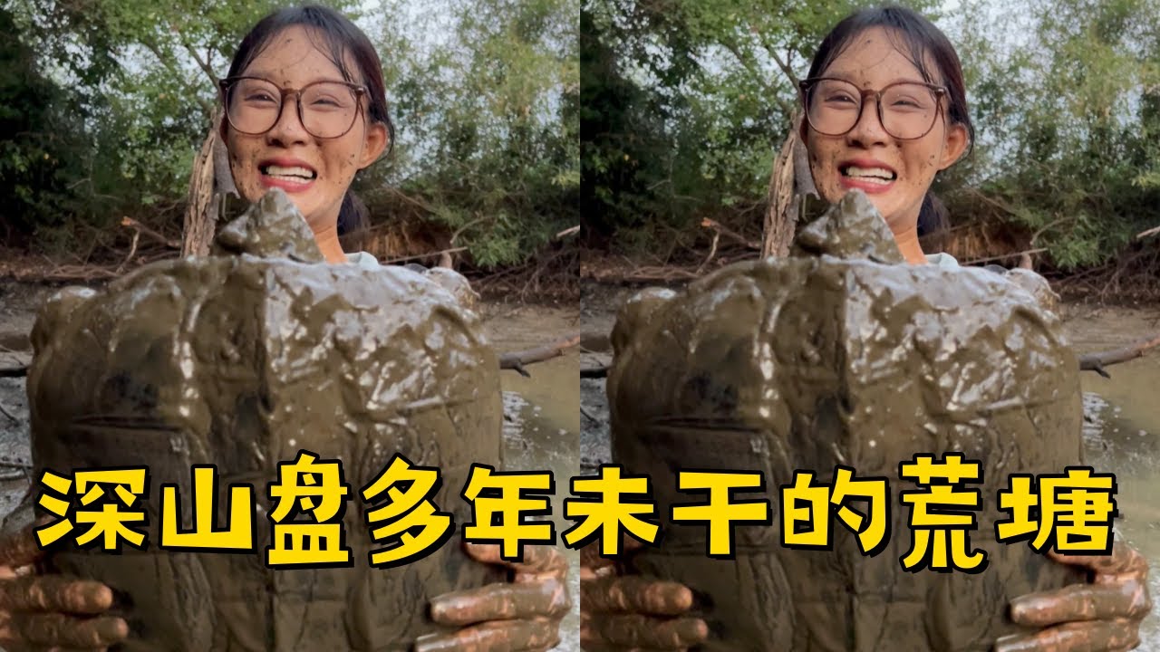 小姨子深山发现一口多年未干的荒塘，把它抽干没想到里面这么多好货！