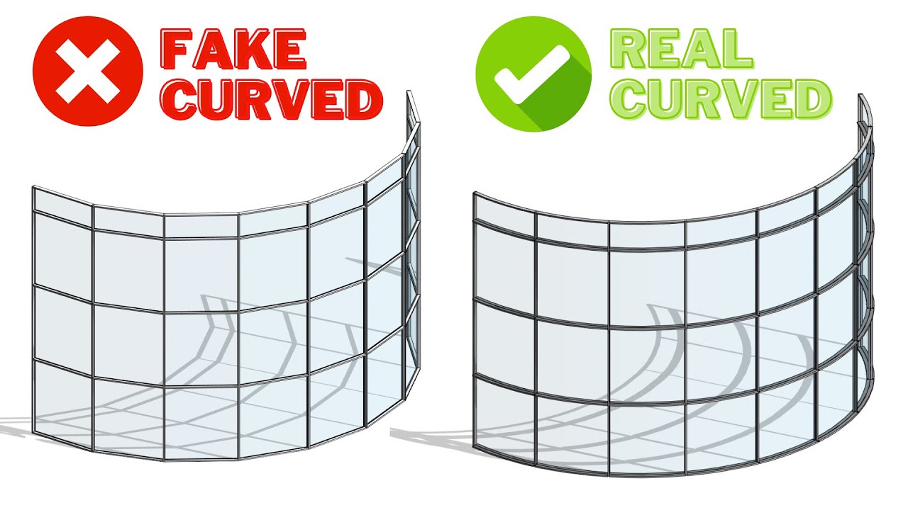 Настоящая криволинейная навесная стена в Revit