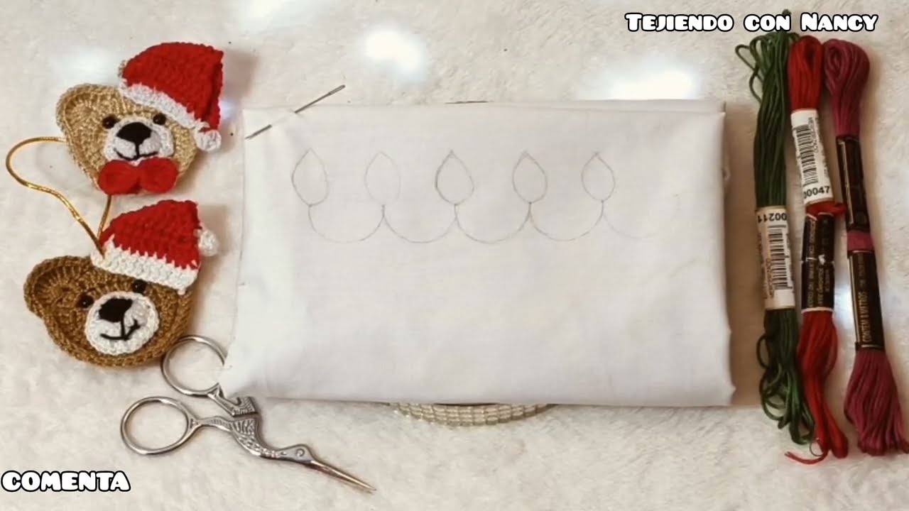 BORDADO DE HOJAS NAVIDEÑAS para decorar tus manteles !