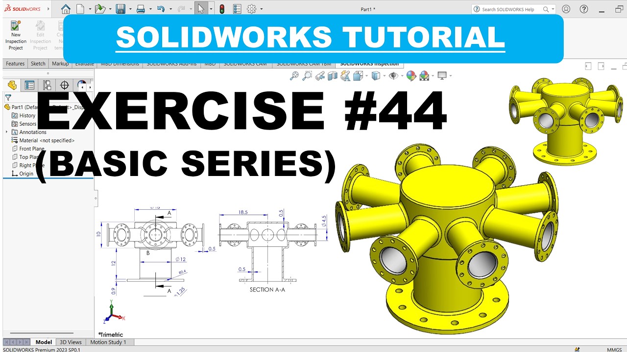 SolidWorks Tutorial: Design a Multi-Outlet Flange Hub – Step-by-Step Exercise #44