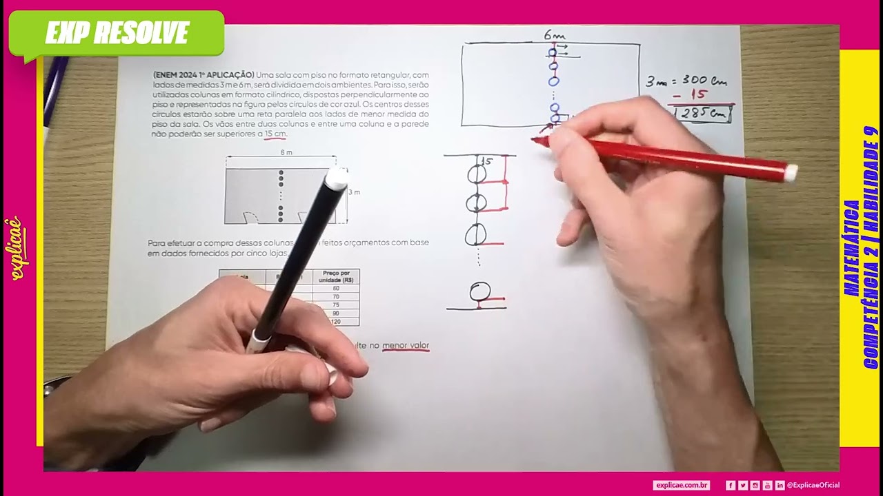 UMA SALA COM PISO NO FORMATO RETANGULAR, COM LADOS DE MEDIDAS 3 M E 6 M, SERÁ DIVIDIDA | MATEMÁTICA