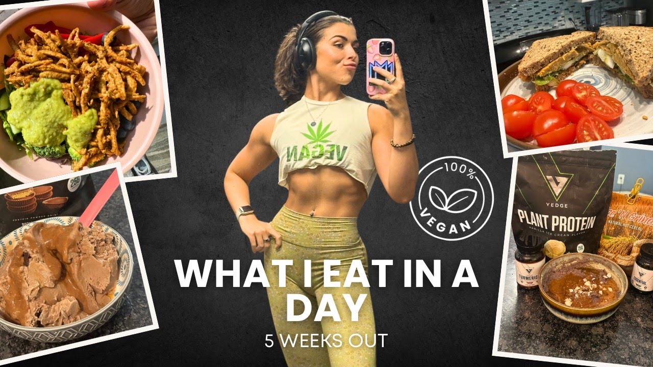 Vegan Bodybuilder What I Eat In A Day + Full Push Day Training | 5 Weeks Out