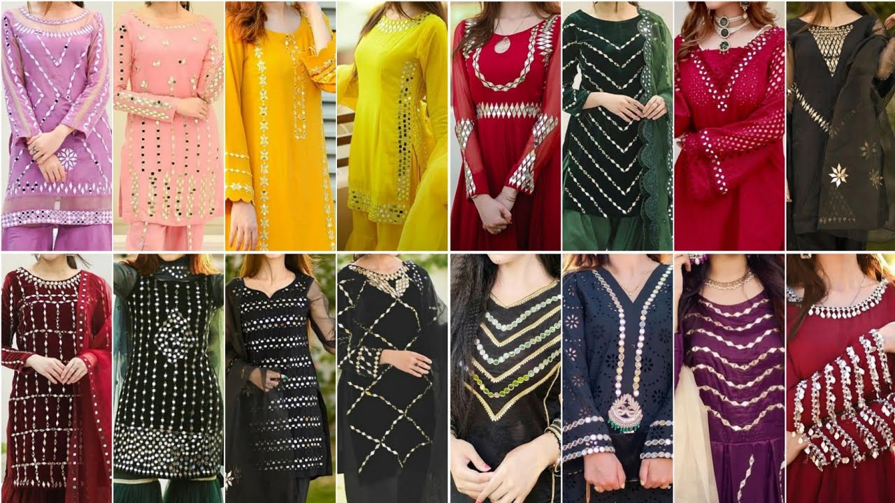 Beautiful Mirror Work on Kurti Design 2023 | Latest Kurti Design with Mirror Ideas