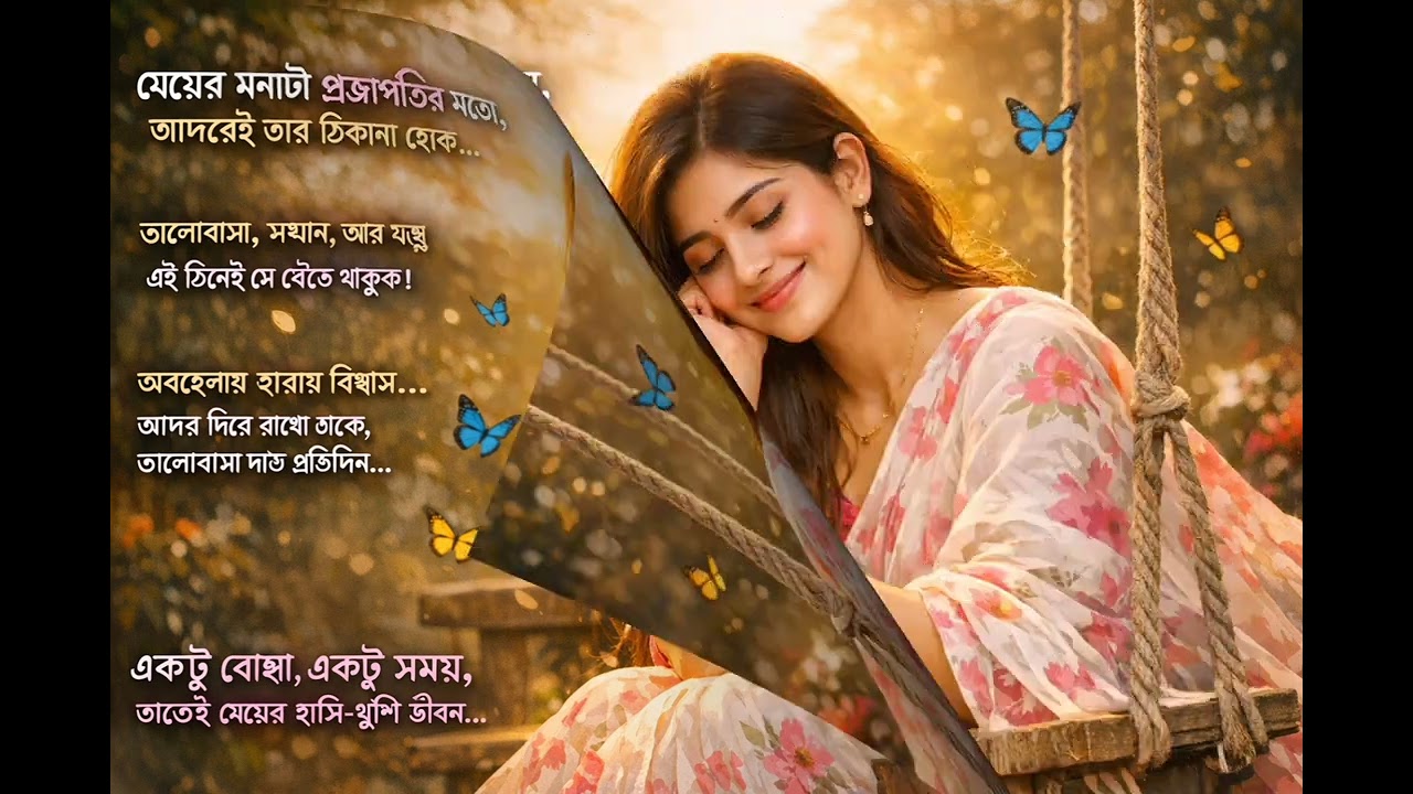 “মেয়ের মন প্রজাপতির মতো—ভালোবাসা না দিলে উড়ে যাবে…” 🦋