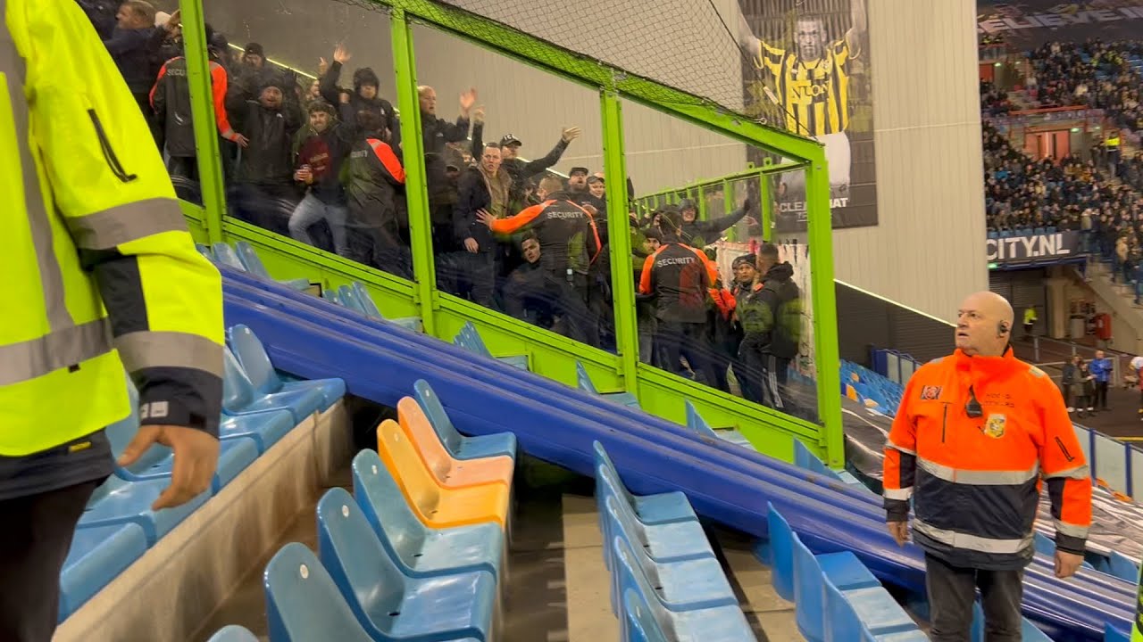 Vitesse Arnhem - Feyenoord Rotterdam 1-2 Gelre Dome zondag 21 januari 2024, onrust en opstootjes.