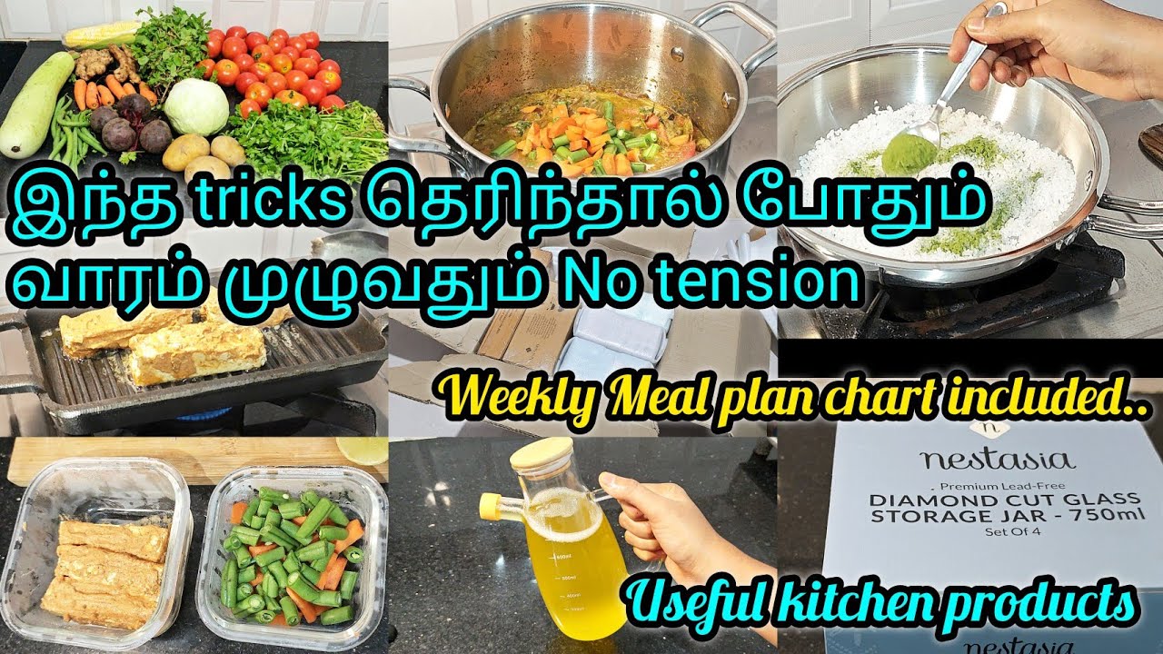 Weekly meal plan menu ideas | meal chart| useful kitchen products ft.Nestasia |useful kitchen tips 