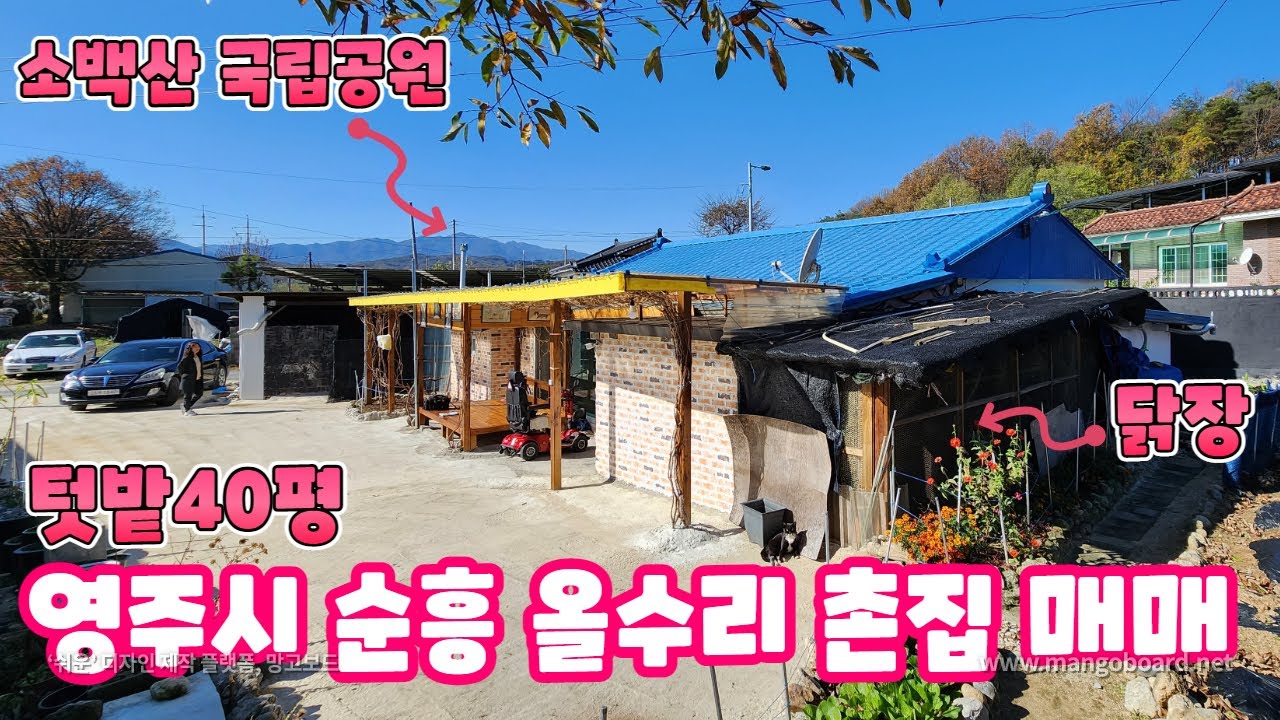 297올수리촌집매매 해잘드고 텃밭넓은 시골집매물 경북 영주 순흥면 소백산 자락 아래 마을