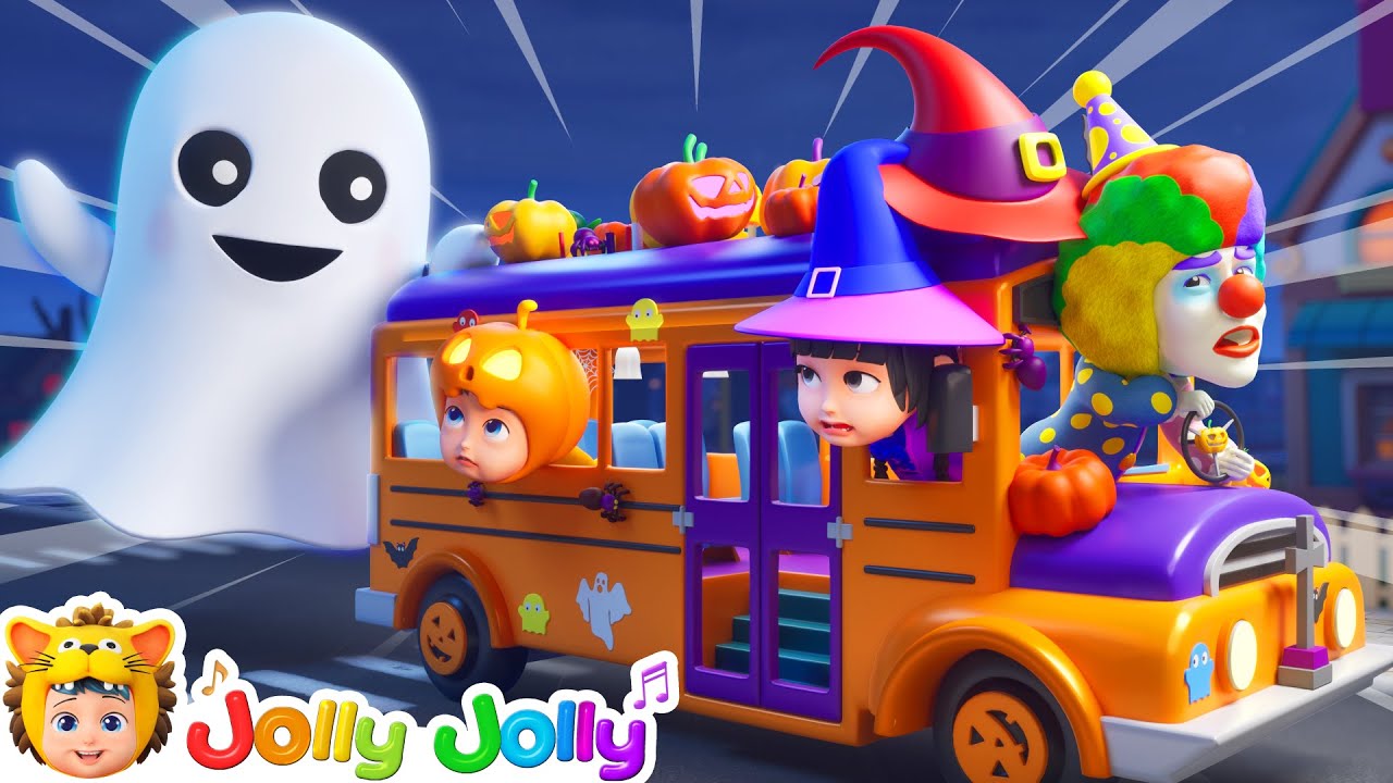 🎃Wheels On The Bus🎃 | Run From The Spooky Monster | Halloween 2025 | Jolly Jolly - Nursery Rhymes