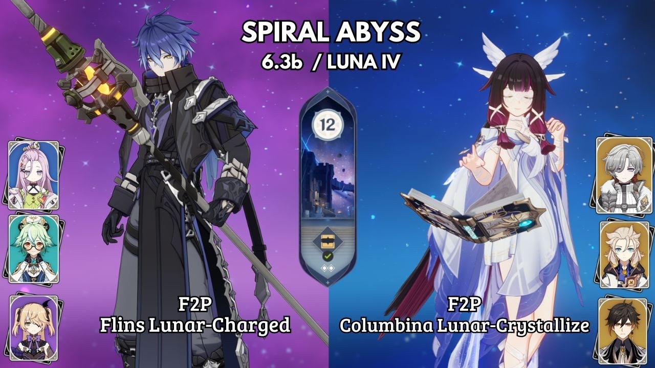 C0 Flins Lunar-Charged & C0 Columbina Lunar-Crystallize | Spiral Abyss Luna IV | Genshin Impact