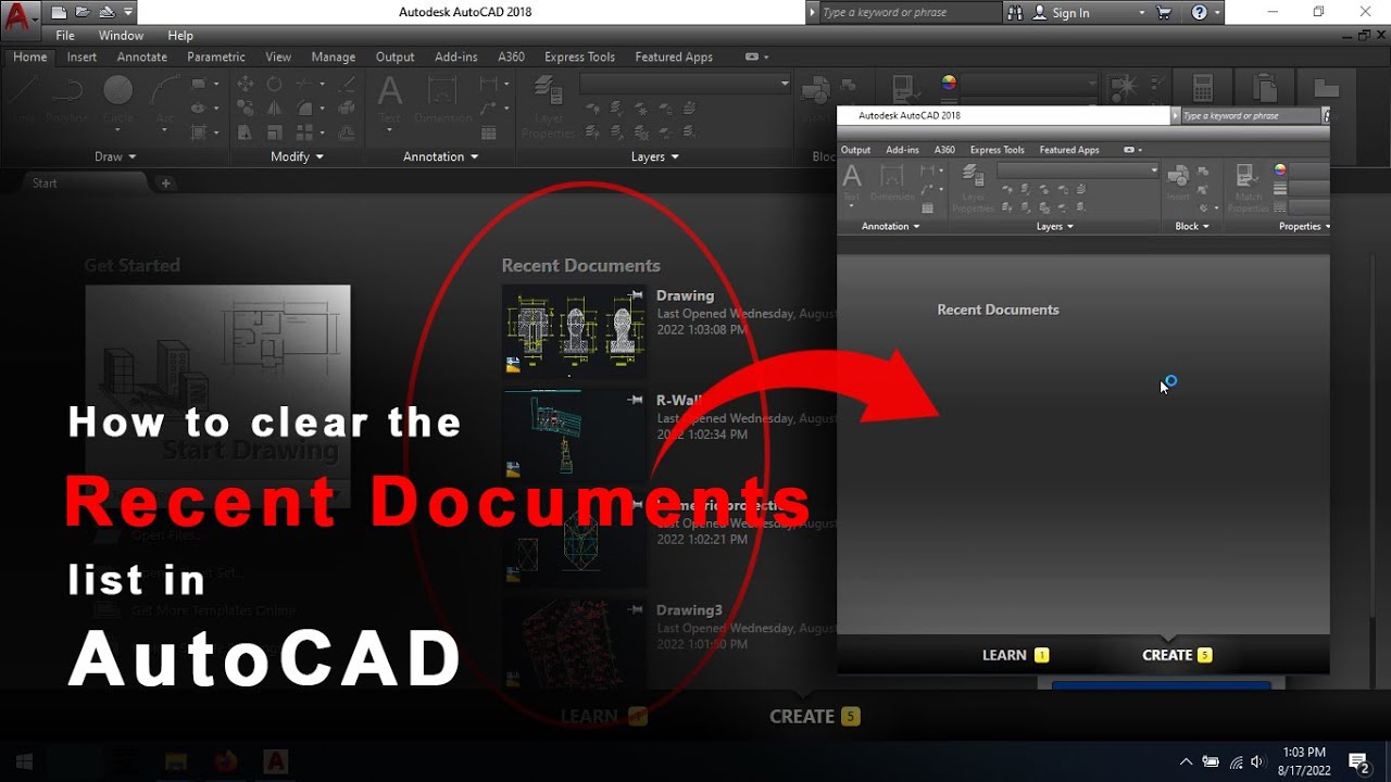 How to clear the recent documents list in AutoCAD
