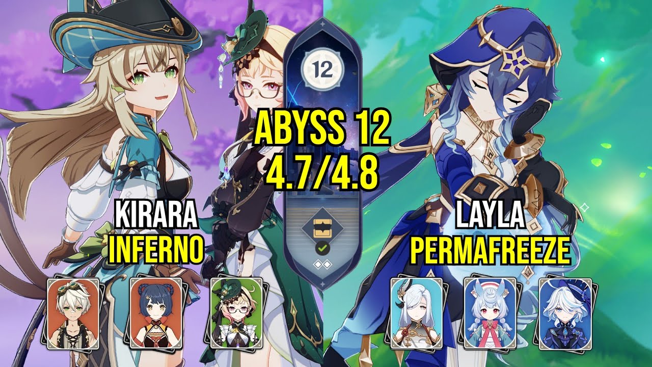 C5 Kirara - Emilie Inferno & C6 Layla Permafreeze | Spiral Abyss Version 4.8 - 4.7 | Genshin Impact