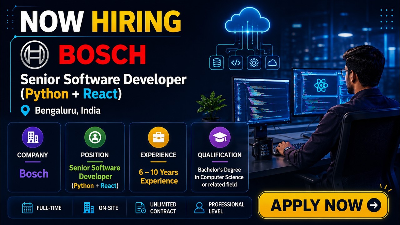 Bosch Senior Software Developer Hiring 2026 | Python + React | Bengaluru| Apply Now| link in caption