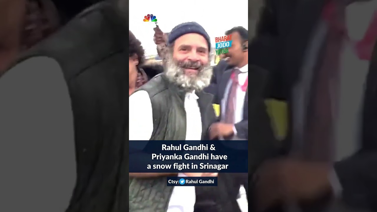 Watch Video: Rahul Gandhi & Priyanka Gandh's Fun Snowball Fight During Bharat Jodo Yatra In Srinagar