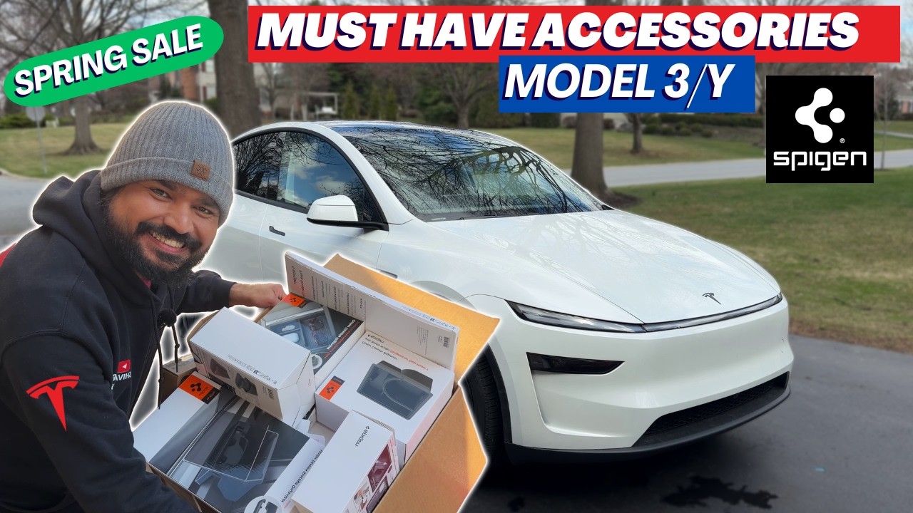 Основные аксессуары Spigen для Tesla Model Y Juniper и Model 3 Highland (новинка 2026 года)