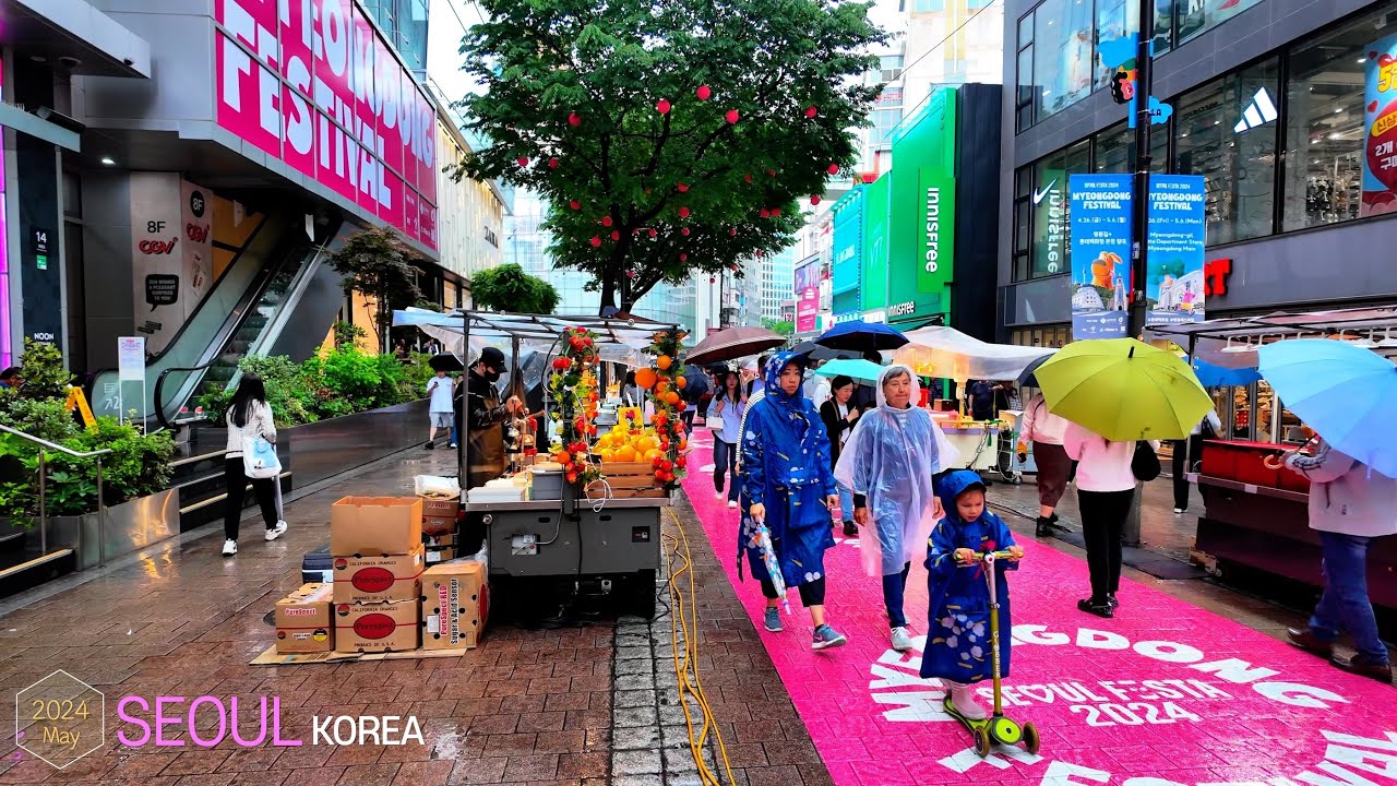 Walking from Myeongdong to Jongno on a Rainy Day☔️ •[4k] Seoul, Korea