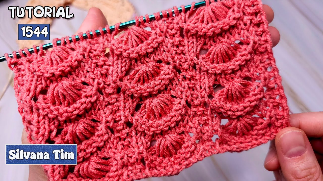 Cómo Tejer Punto Abanicos 🌺 a Dos Agujas: en Circular y en Plano Silvana Tim #tejidodepunto #tricot