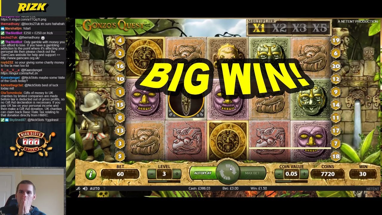 BIG WIN on Gonzo's Quest Slot - &pound;3 Bet