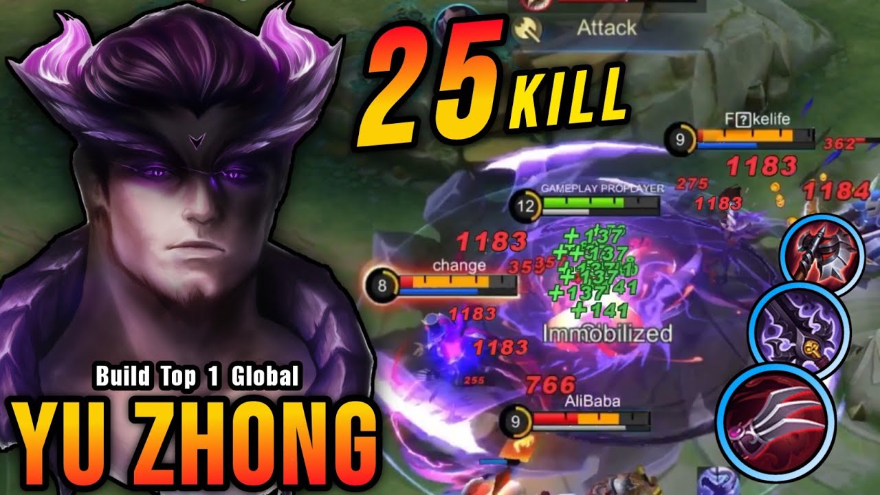 25 Kills!! Yu Zhong Lifesteal Build is Tanky & Deadly!! - Build Top 1 Global Yu Zhong ~ MLBB