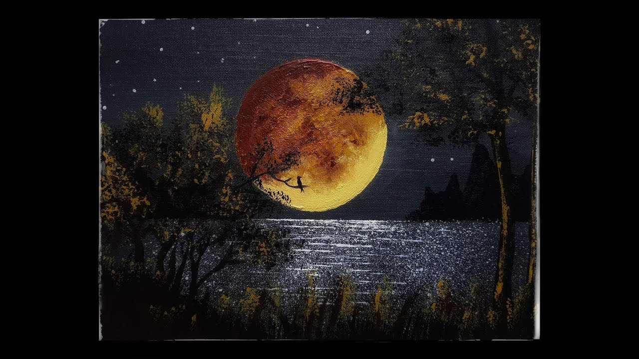 Tutorial for beginners| full moon in acrylic | step by step | daily challenge| Art attack