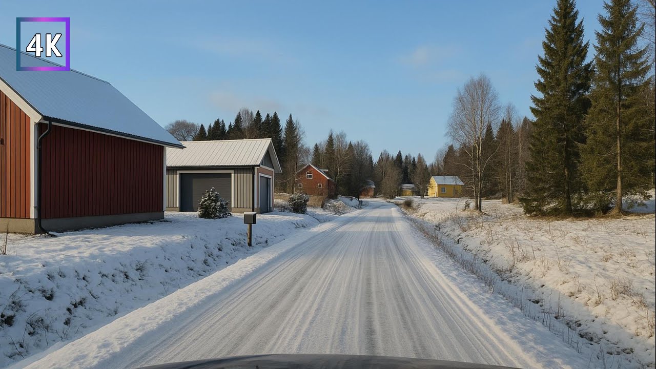 Relaxing 4K Winter Drive in Finland | ASMR Snowy Road Trip Experience