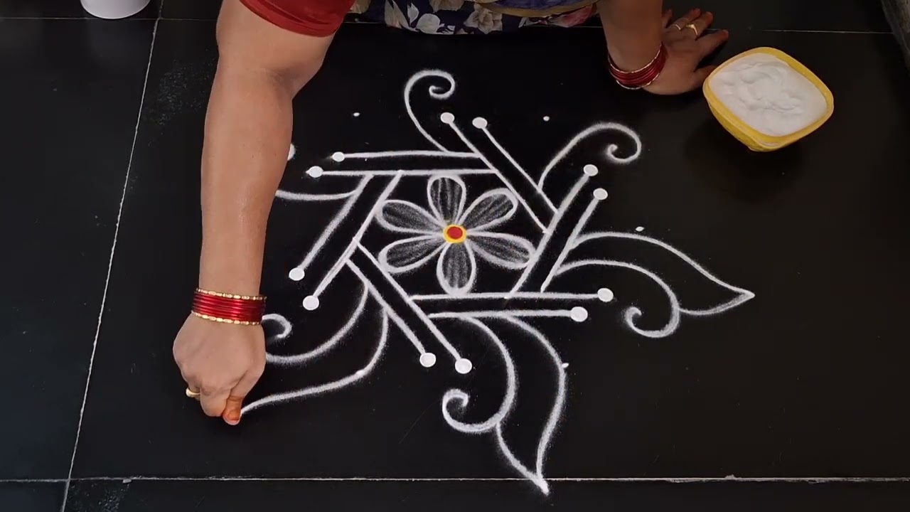 Daily use rangoli design //simple rangoli design //daily muggulu 