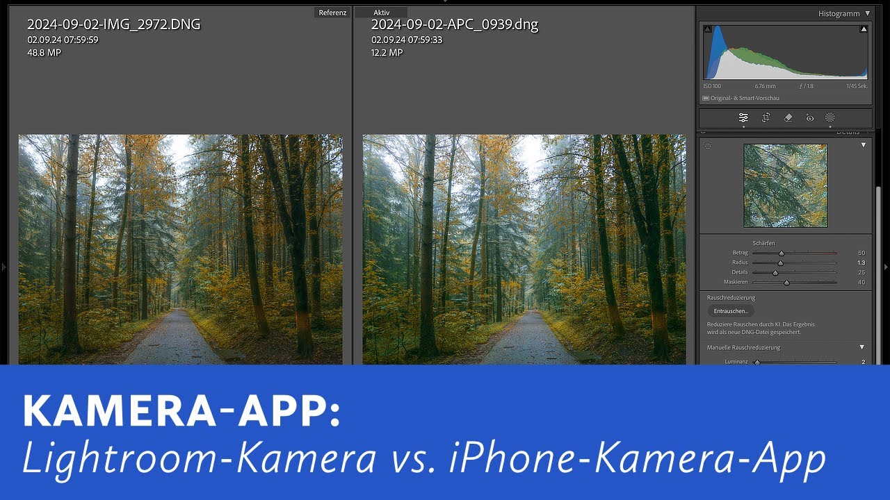 Lightroom-Kamera vs. iPhone-Kamera-App