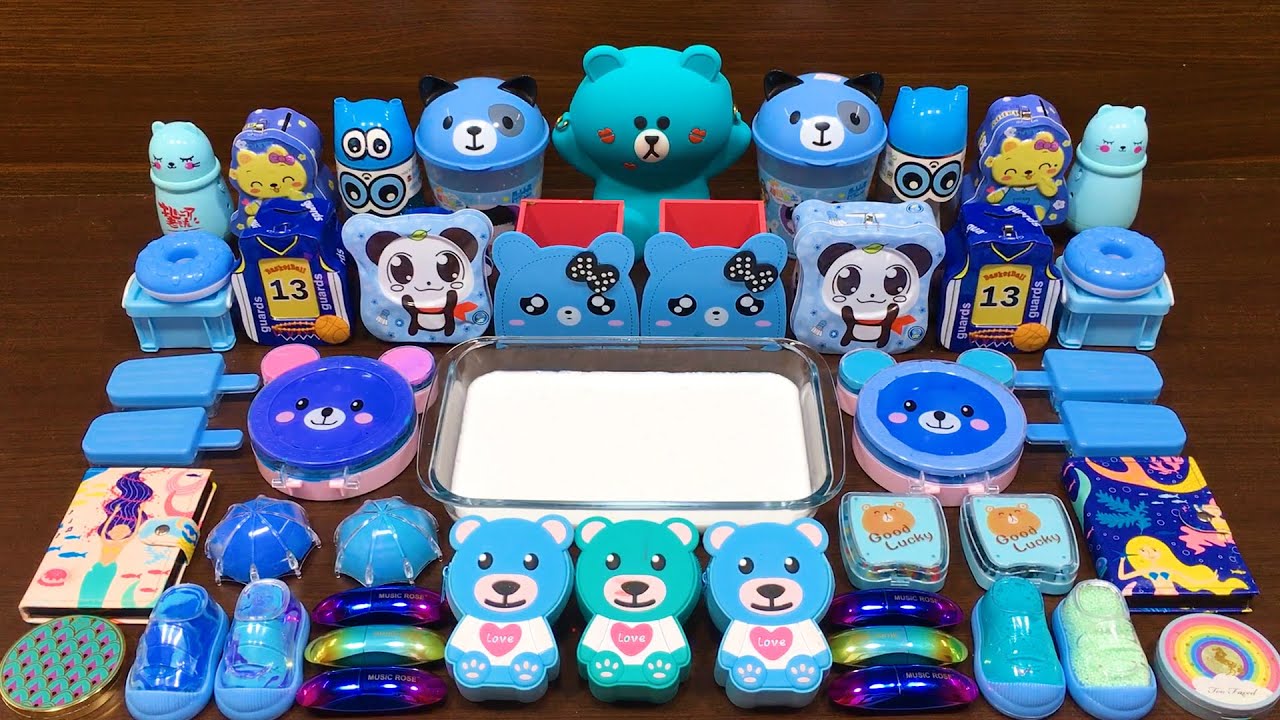 BLUE BEAR Slime ! Mixing Random Things into GLOSSY Slime! Satisfying Slime Videos #191 - Misa Slime