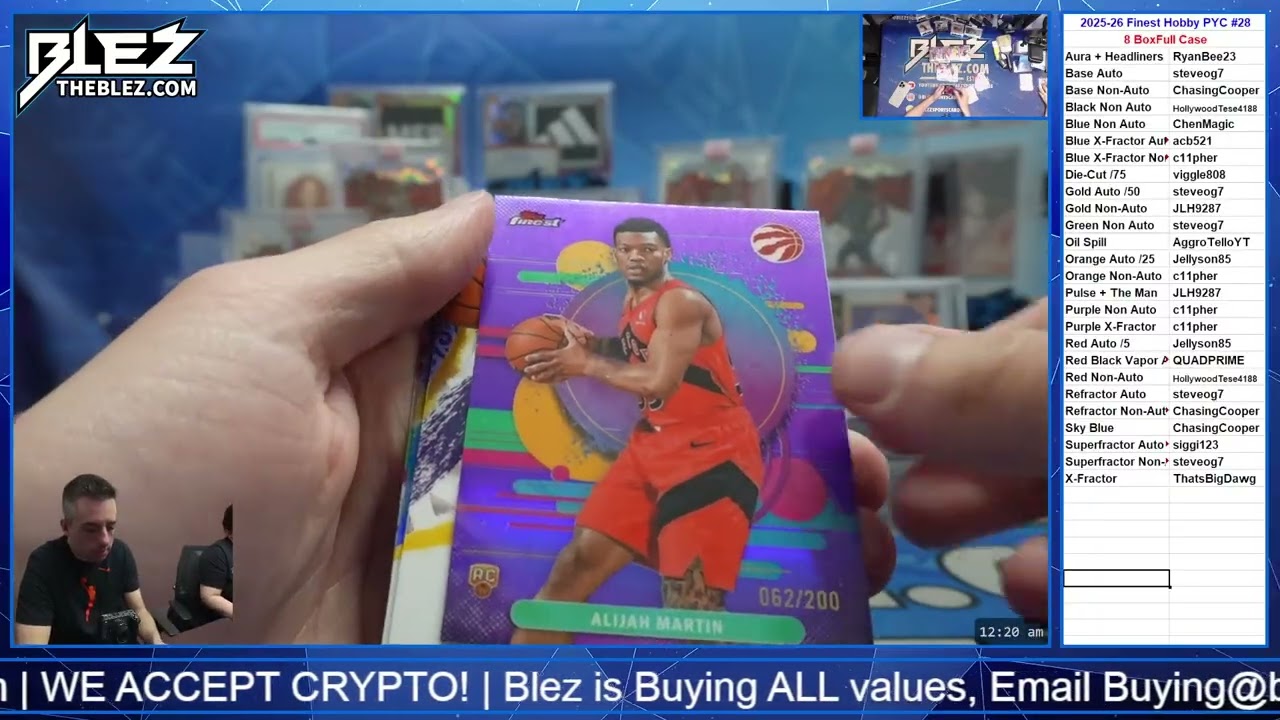 2025-26 Topps Finest Hobby NBA 8 Box Full Case Break #28 Pick Your Color