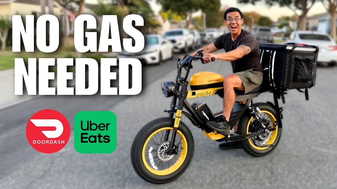 Using a HIGH POWERED Ebike For DoorDash & Ubereats | Happyrun G100 Pro Range Test