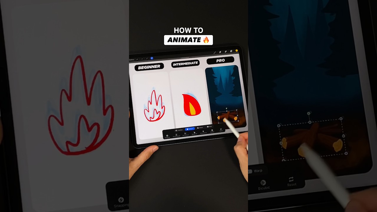 3 уровня анимации 🔥 обучающая программа по огню #procreate #animation