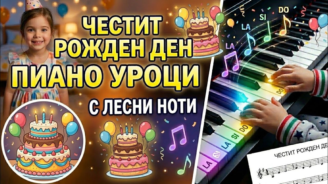 Честит Рожден Ден - Лесни Ноти и Уроци по Пиано
