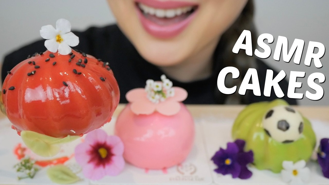 Assorted Mini Mousse Cakes *ASMR No Talking Eating Sounds | N.E Let's Eat