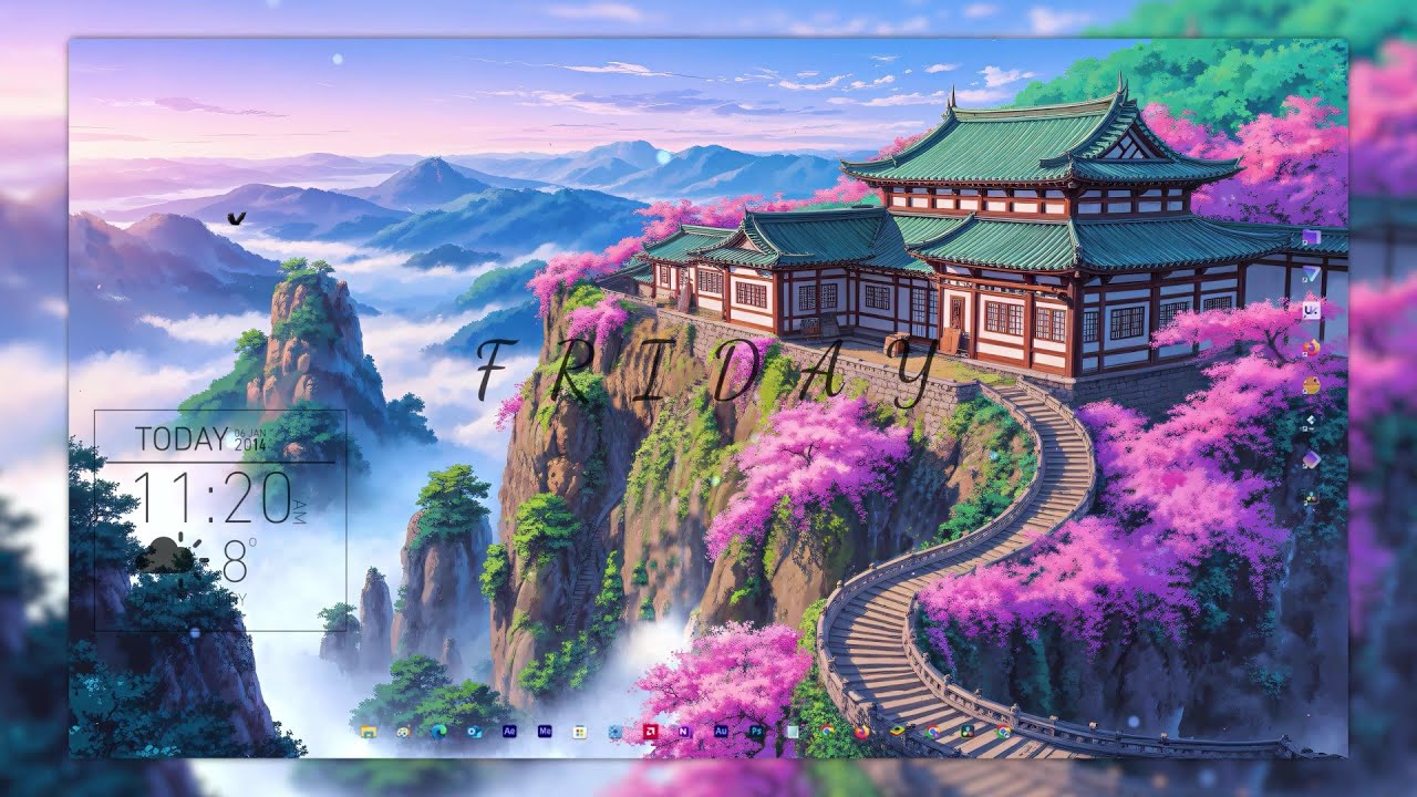 Peaceful Morning in the Mountains  | Relaxing Fantasy Anime Live Wallpaper 4K (Desktop Ambience)