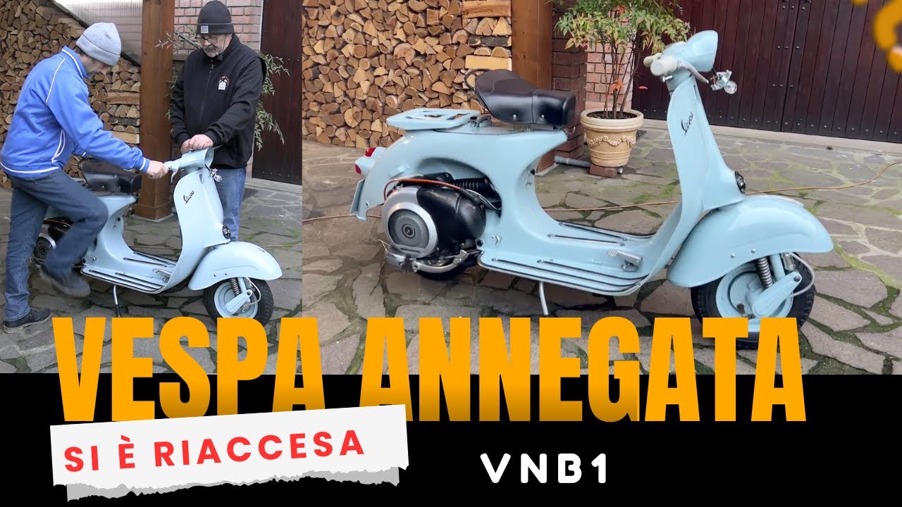 Prima accensione della Vespa annegata - VNB1 del 1960