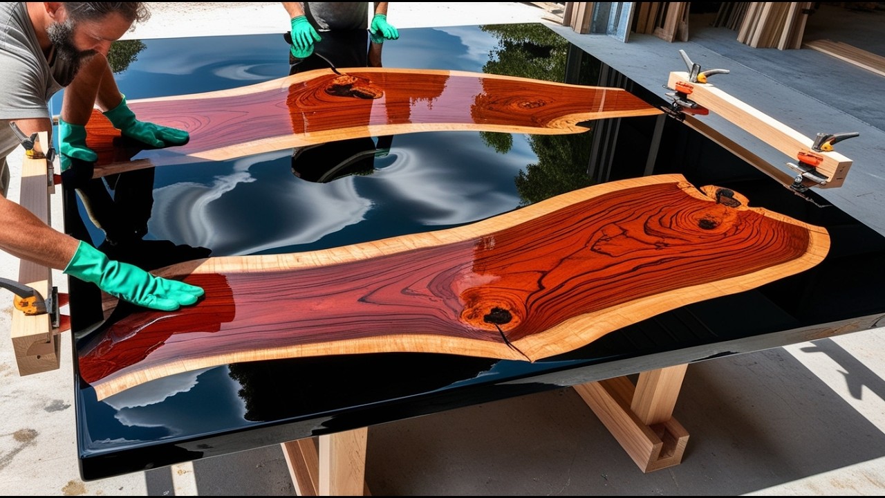 This Epoxy-Coated Wood Table Looks Like Flowing Lava – a Handcrafted Masterpiece You Can't Miss.
