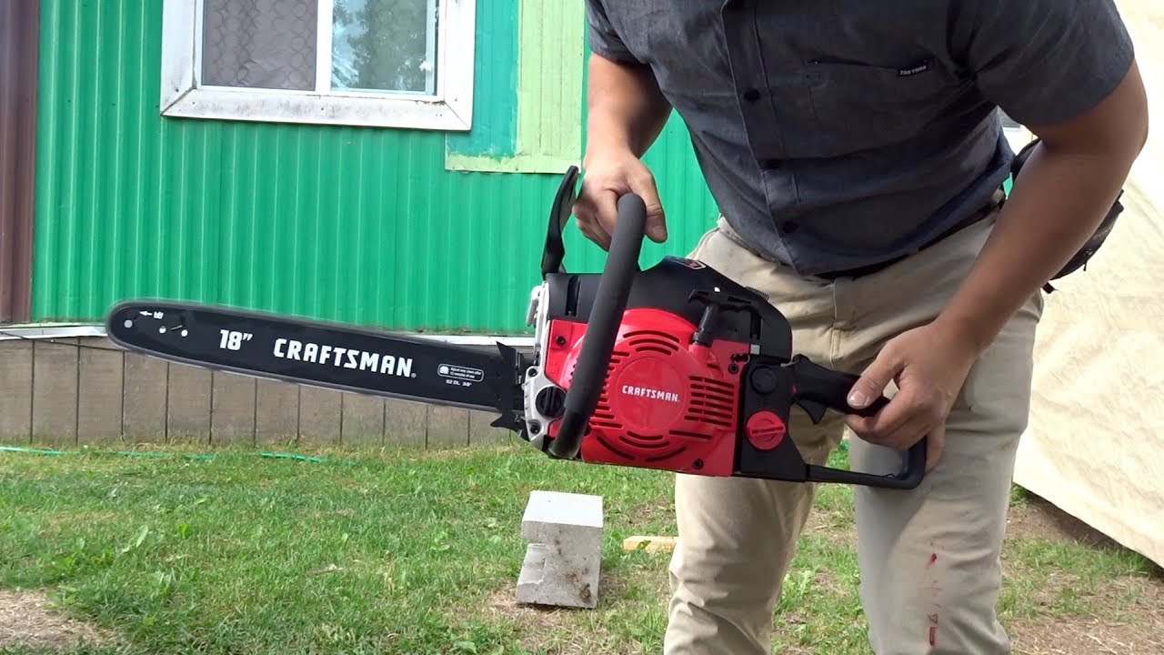 Первый запуск бензопилы Craftsman 42cc 18