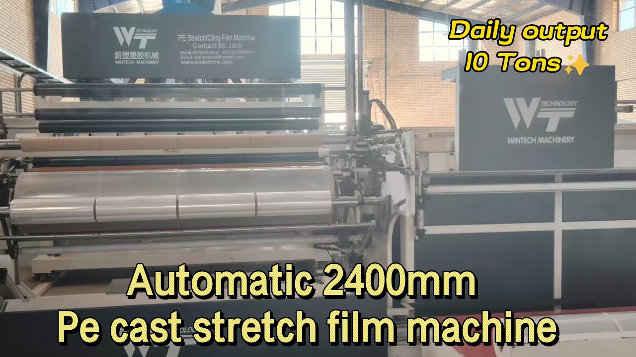 2400mm 5 layer machine grade stretch film production line,50kg jumbo roll cast stretch film machine